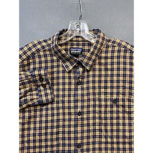 Patagonia Shirt Men's L Blue Plaid Button Down Preppy Outdoors Worn Wear